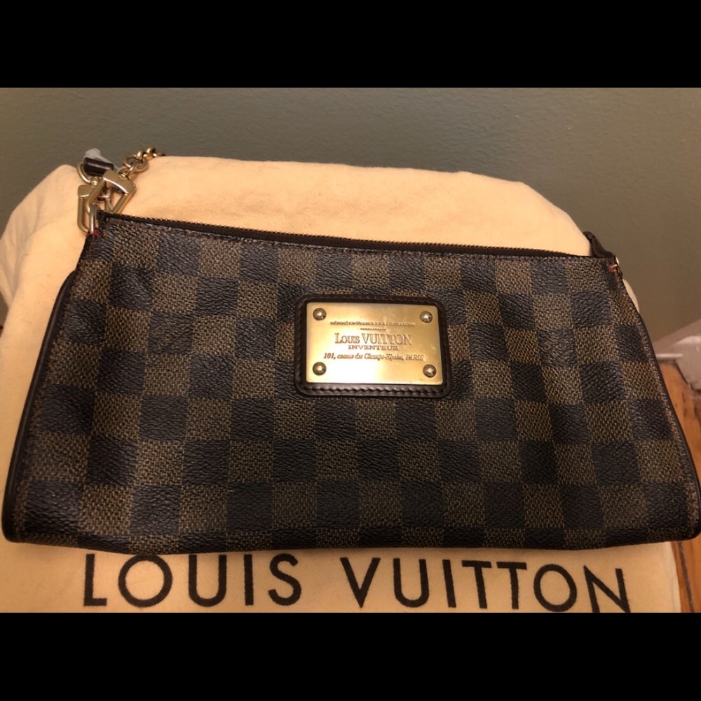 Auth Louis Vuitton Damier Eva Clutch Sling Bag (Available)